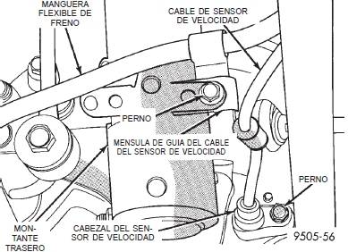 Fijaci&oacute;n del cabezal del sensor de velocidad al soporte de freno