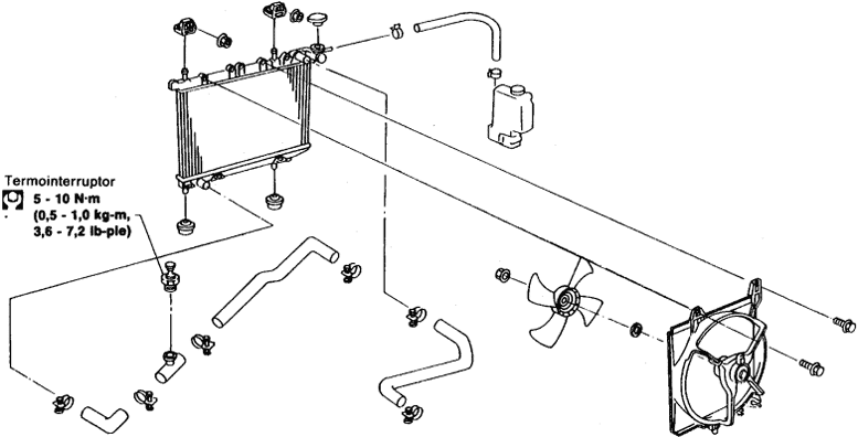 Diagrama del radiador del tsuru