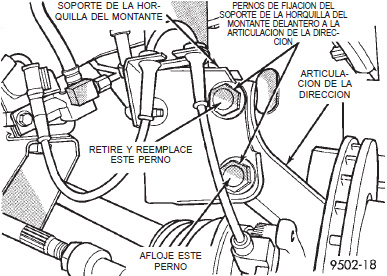 Pernos de fijaci&oacute;n del soporte de la horquilla del montante delantero a la articulaci&oacute;n de la direcci&oacute;n dodge neon