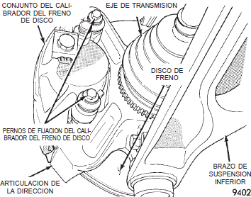 Pernos de fijaci&oacute;n del calibrador de freno de disco dodge neon